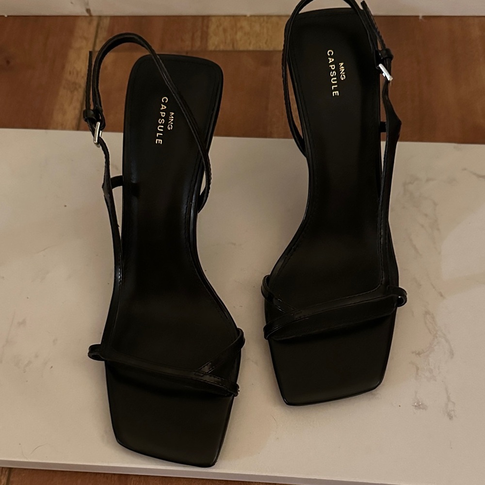 Mango Black Strappy Heels